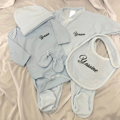 ENSEMBLE 5 PIÈCES VELOURS BRODÉ