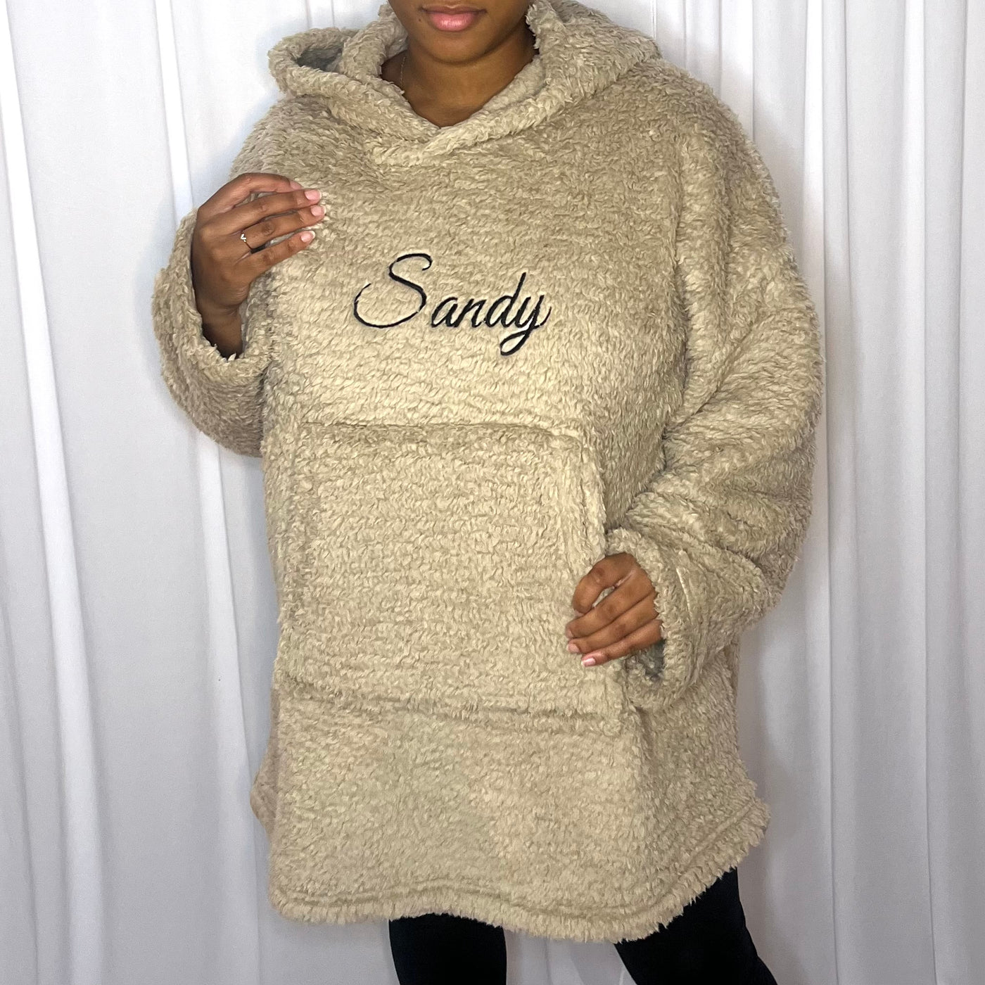 PULL PLAID BEIGE BRODÉ