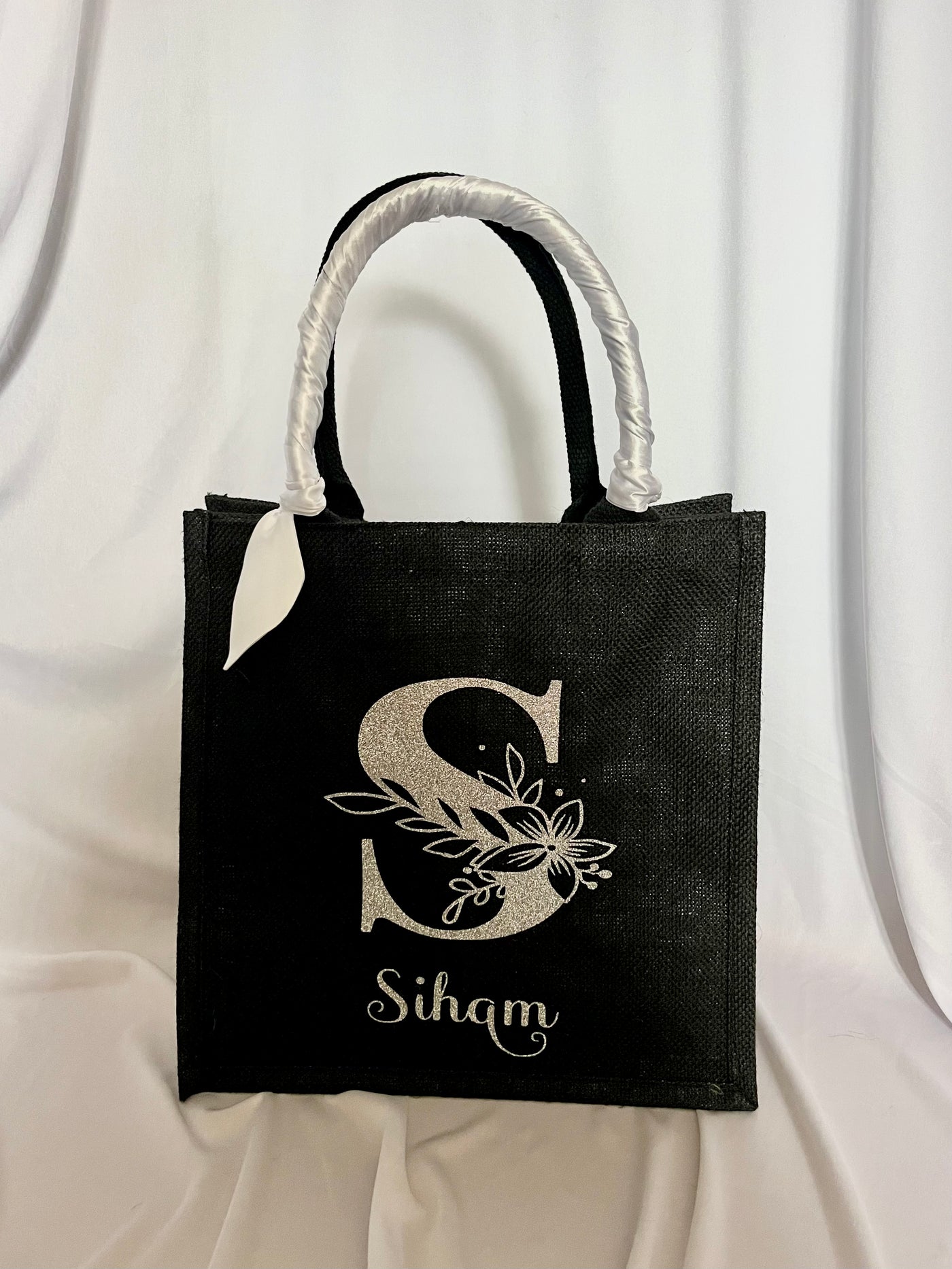 SAC EN JUTE - LETTRE FLEURIE