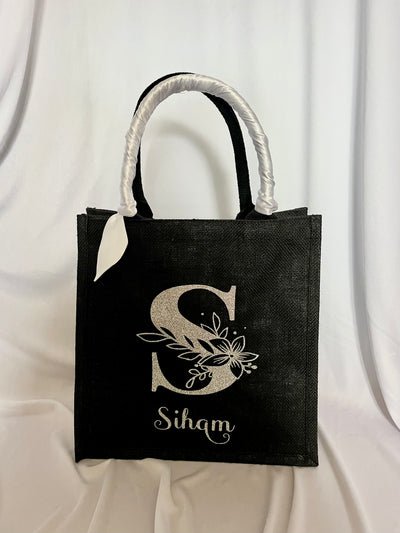 SAC EN JUTE - LETTRE FLEURIE